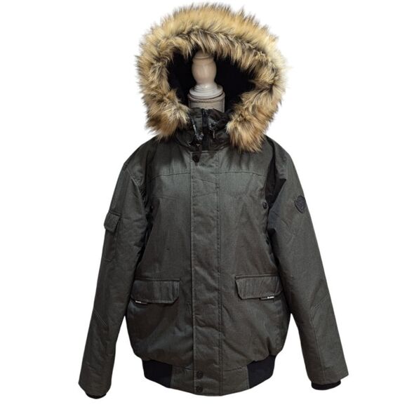 NOIZE Men's XL Outerwear Parka Weatherguard Faux Fur Hood Winter Jacket Olive - Picture 1 of 10
